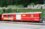 RhB - Z 13092 am 26.08.1998 in Berg�n - Postwagen 4-achsig mit 1 offenen Plattform - �bernahme: 10.12.1966 - SWS - Fahrzeuggewicht 15,50t - Zuladung 9,00t - L�P 16,87m - zul�ssige Geschwindigkeit = 90