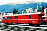 RhB - Z 13094 am 28.08.1997 in Davos Platz - Postwagen 4-achsig mit 1 offenen Plattform - �bernahme: 27.06.1967 - SWS - Fahrzeuggewicht 17,00t - Zuladung 9,00t - L�P 16,87m - zul�ssige Geschwindigkeit