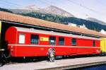 RhB - Z 96 am 13.10.1999 in Davos Platz - Postwagen 4-achsig mit 1 offenen Plattform - �bernahme: 30.10.1969 - SWS - Fahrzeuggewicht 17,00t - Zuladung 9,00t - L�P 16,87m - zul�ssige Geschwindigkeit =