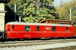 RhB - Z 100 am 12.10.1996 in Brig - Postwagen 4-achsig - Baujahr 1966 - SWS/SWP - Fahrzeuggewicht 19,00t - Zuladung 5,00t - L�P 16,40m - zul�ssige Geschwindigkeit = 90 km/h - �2=13.09.1995